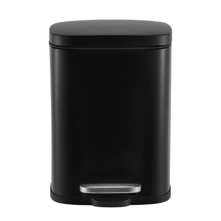 MODENA RECTANGLE  5L STEEL PEDAL BIN  - SOFT CLOSE LID - BLACK MATTE