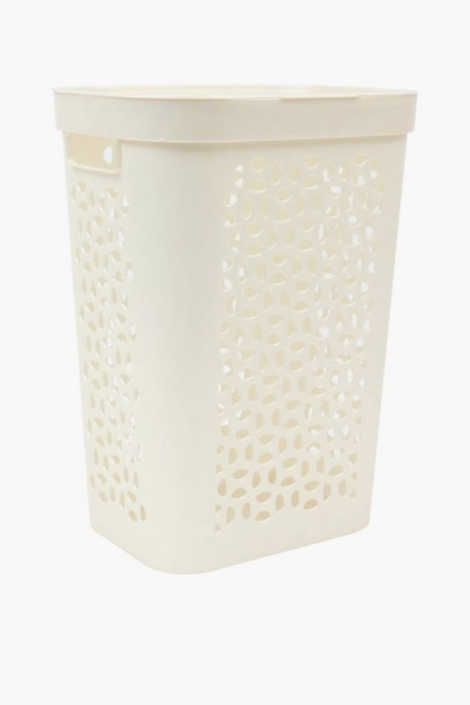 50L OTIMA SLIMLINE PLASTIC LAUNDRY BASKET WITH LID Compact & Modern Laundry Storage