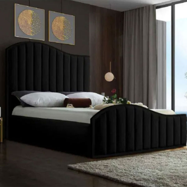 Deborah Bed Frame Velvet Bed Queen Black