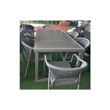 Outdoor Aluminium Dining Table & Rope Chair Set (6chairs)