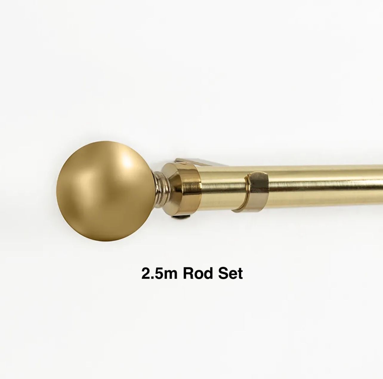 Gold Single Curtain Rod Set-Ball Finial 2m