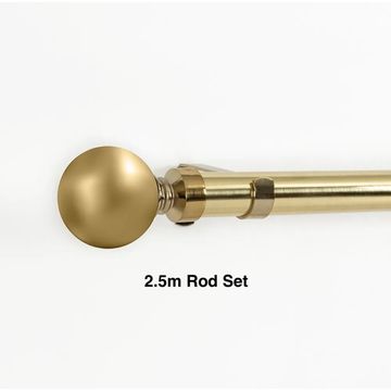 Gold Single Curtain Rod Set-Ball Finial 2m