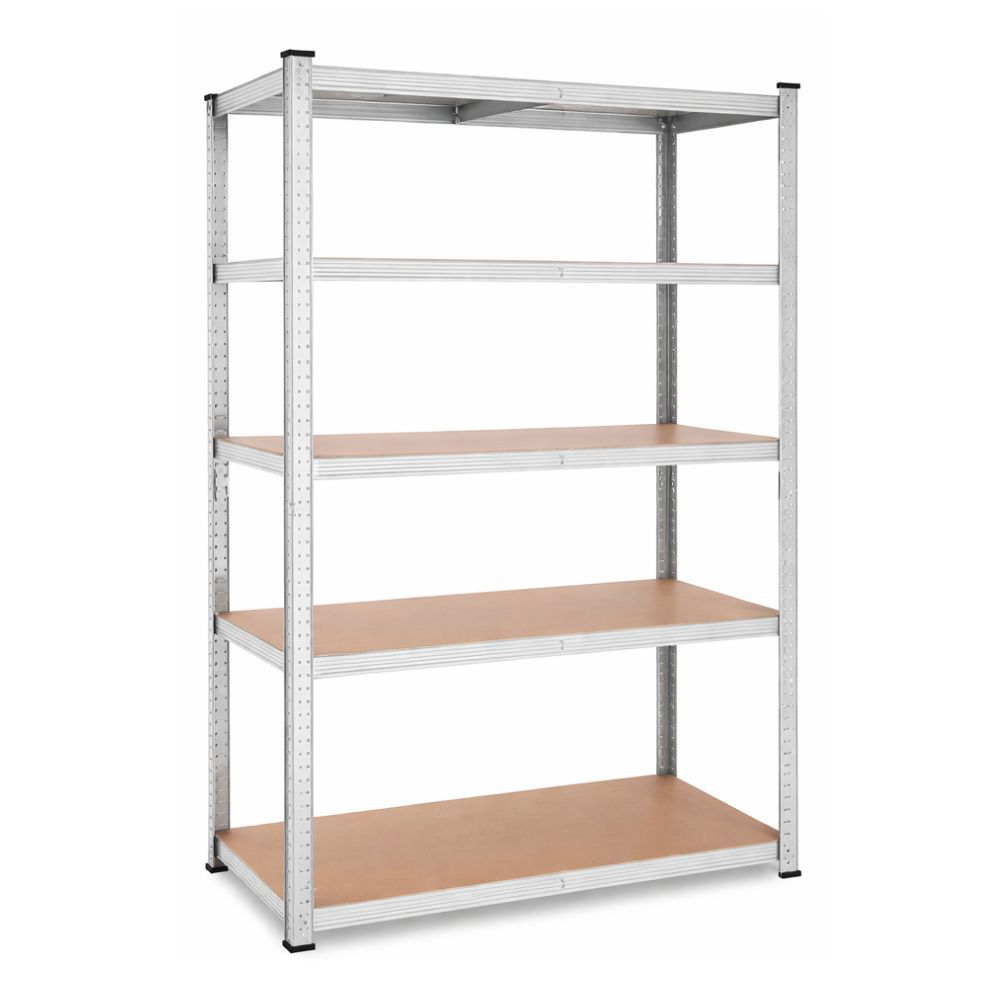 Bragg Heavy-Duty 5-Tier 1.2m Wide Industrial Steel Storage Shelves, Silver