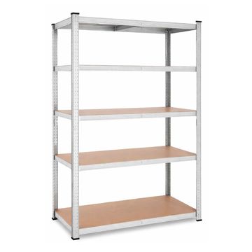 Bragg Heavy-Duty 5-Tier 1.2m Wide Industrial Steel Storage Shelves, Silver