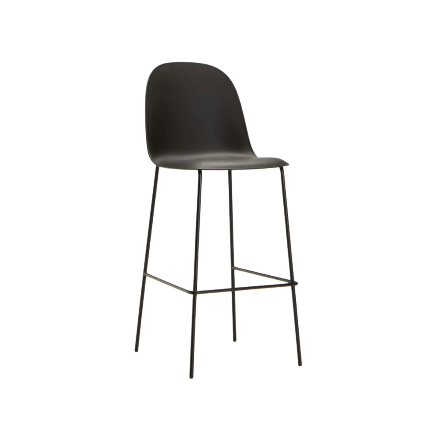 Modern Polypropylene Bar Stool - Black