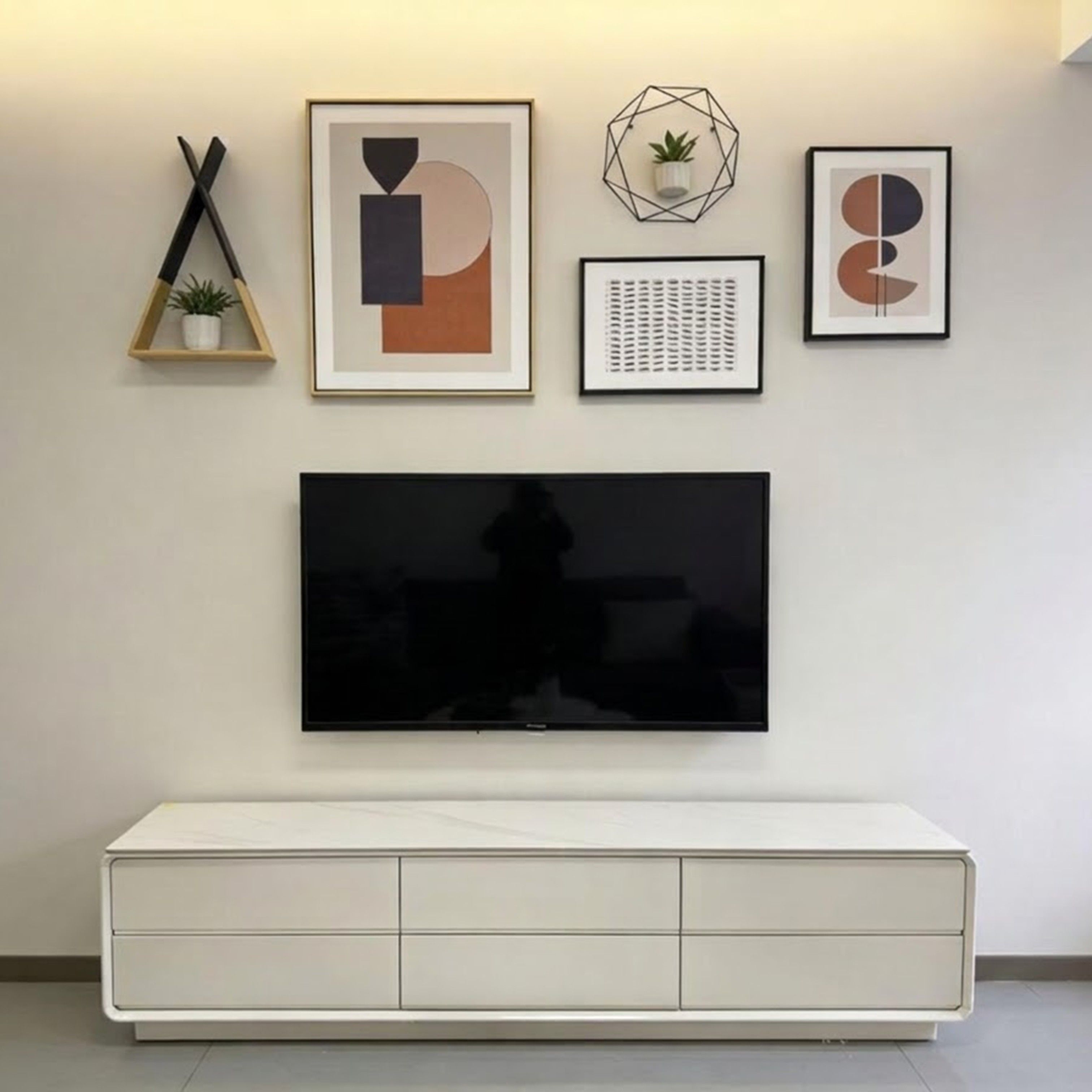 Madiega Furniture - Modern White Marble-Top TV Stand - 200cm