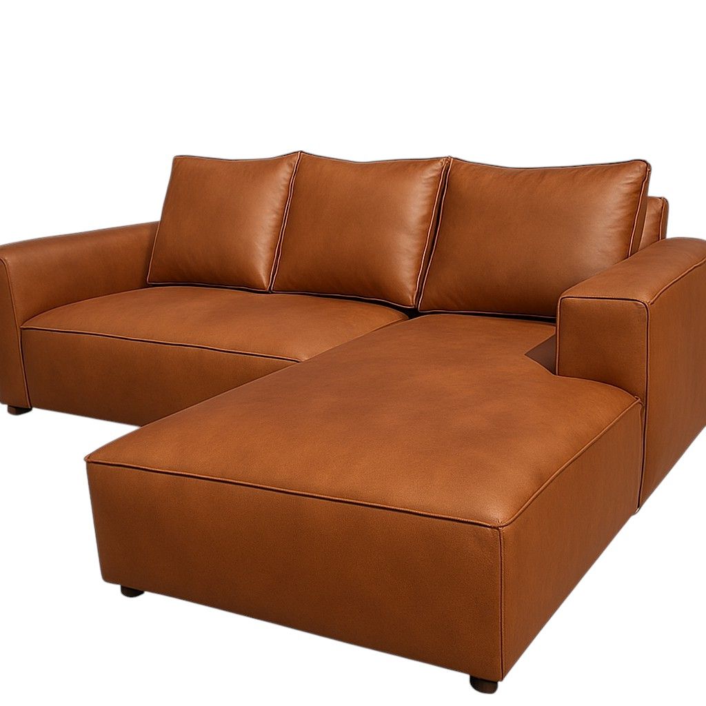 Sicily L Shape Couch - Leather - Winsor tan - Left Sided