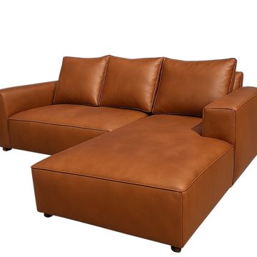 Sicily L Shape Couch - Leather - Winsor tan - Left Sided