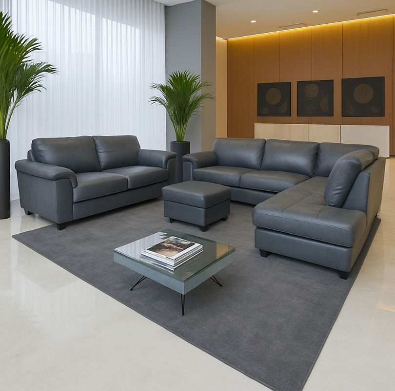 Urban Curve Leather Lounge Suite Left Sided