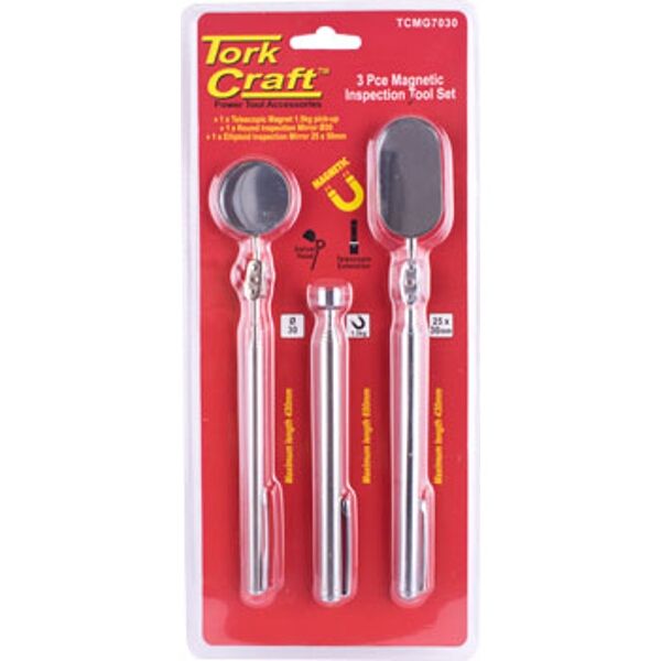 Magnetic Inspection Tool Set 3Pc  2 X Insp. Mirror 1 X Pick Up