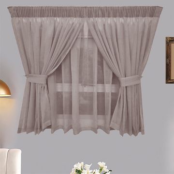 Matoc Designs Curtain -Café Double Layer -Mystic Voile -Cinnamon -Taped - 250cm W x 120cm H