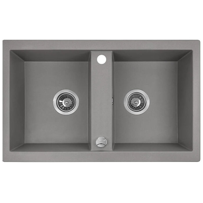 Laveo Barbados Granite Sink 2 Bowl - Grey