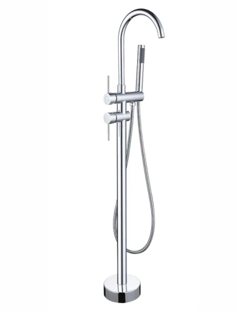 FLOOR MOUNTED BATH MIXER WITH HAND SHOWER - CHROME