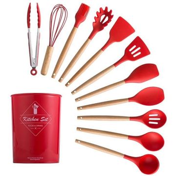 12 Piece Silicone Kitchen Utensils - Red