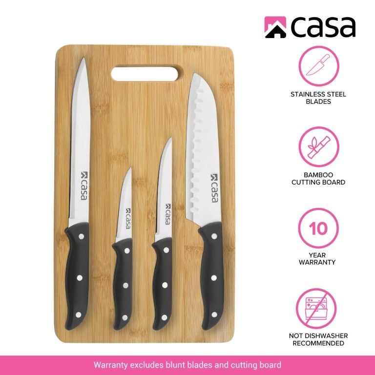 5Pc Knife Set Bamboo Cutting Board - Verona