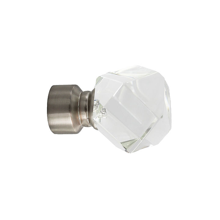 Matoc Designs Finial for 25mm Curtain Pole - CRYSTAL PRISM Silver (Pack of 2)