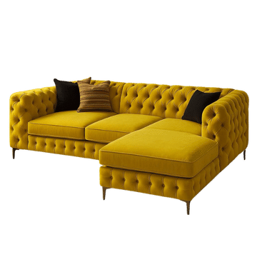 Innofurn-L-Shaped Chesterfield Yellow Sofa