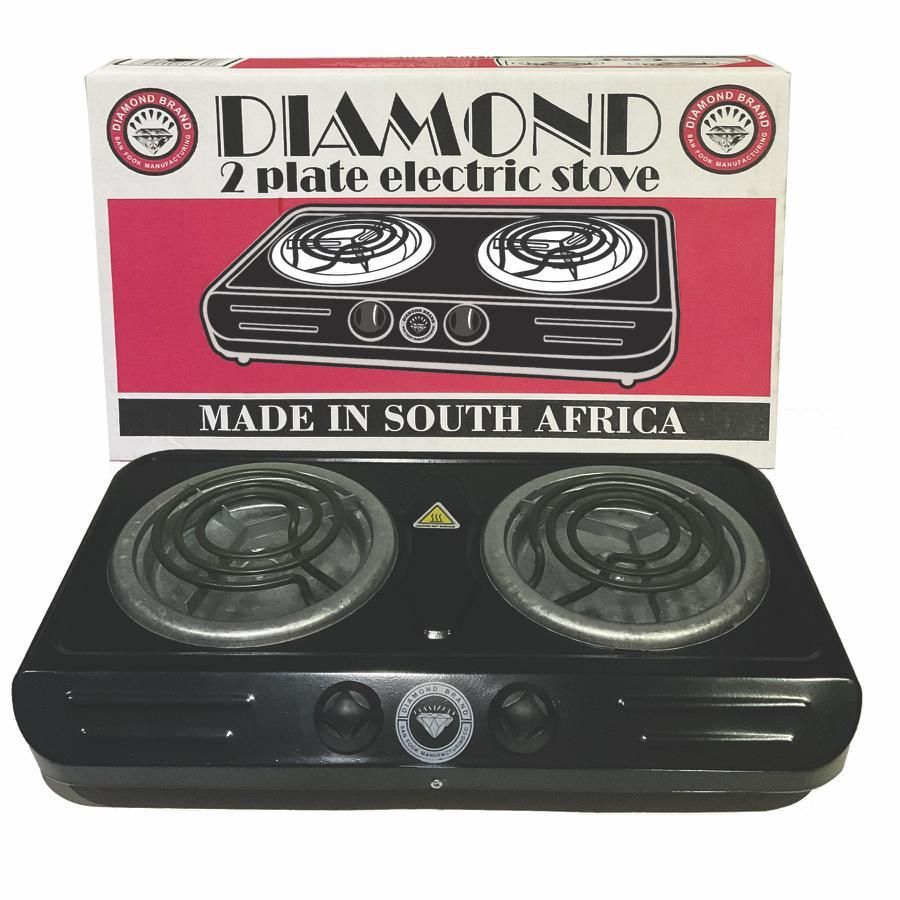 Diamond - Double Electric Spiral Hotplate Stove - Black
