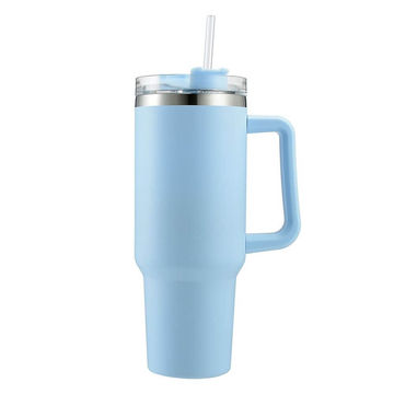 Stainless Steel Vacuum Flask with Straw 1.2L - Blue