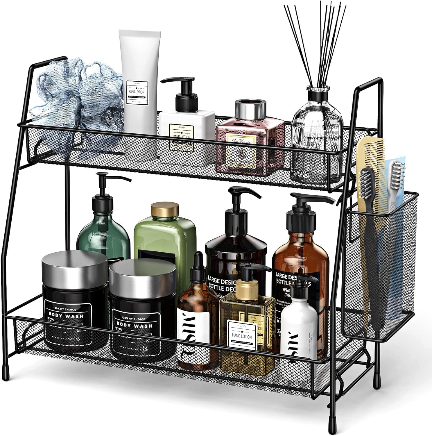 2-Tier Bathroom Organiser Rack For Kitchen Under Sink Spice Makeup Office
