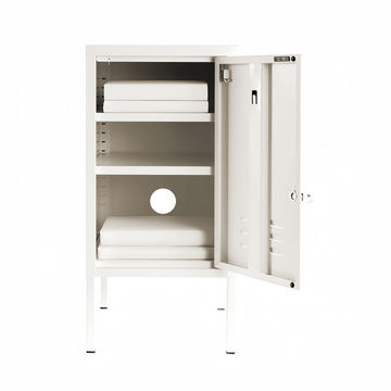 Steel Single Door Bedside Pedestal Locker Shorty Storage Cabinet - White