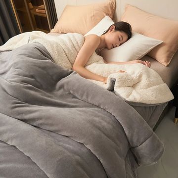 Nu Dekor - Reversible Sherpa Soft Fleece Throw Blanket - Grey - 180x200cm