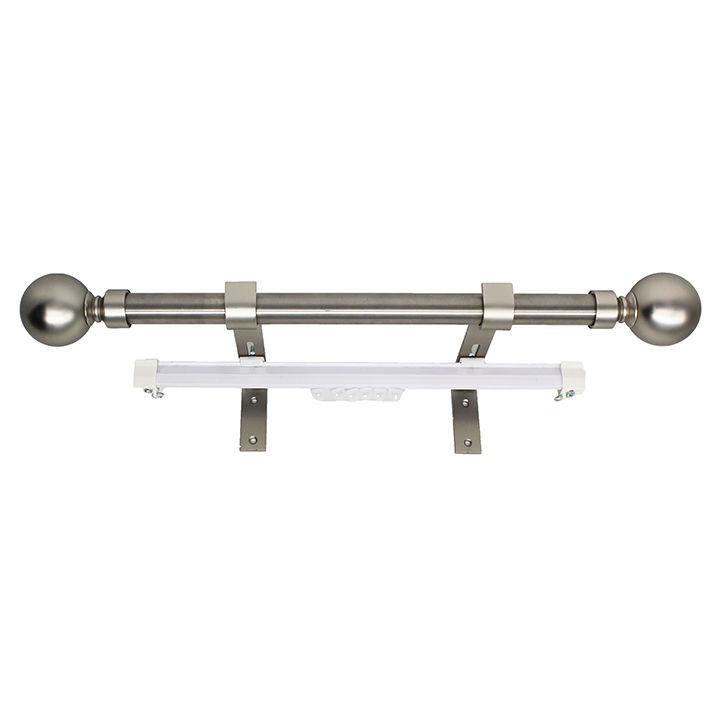 Matoc 25mm Pole and Single Rail Kit - Ball Finials - Silver - 4.0m