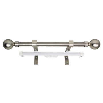Matoc 25mm Pole and Single Rail Kit - Ball Finials - Silver - 4.0m