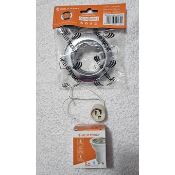 GU10 Downlighter installation Kit set with Chrome holder , and LED bulb