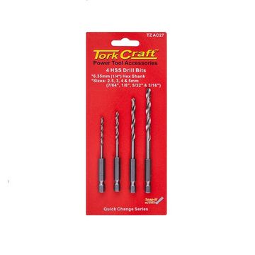 Tork Craft - Hex Shank Drill Bit 4 Piece Set 2.5mm 3mm 4mm 5mm - 3 Pack