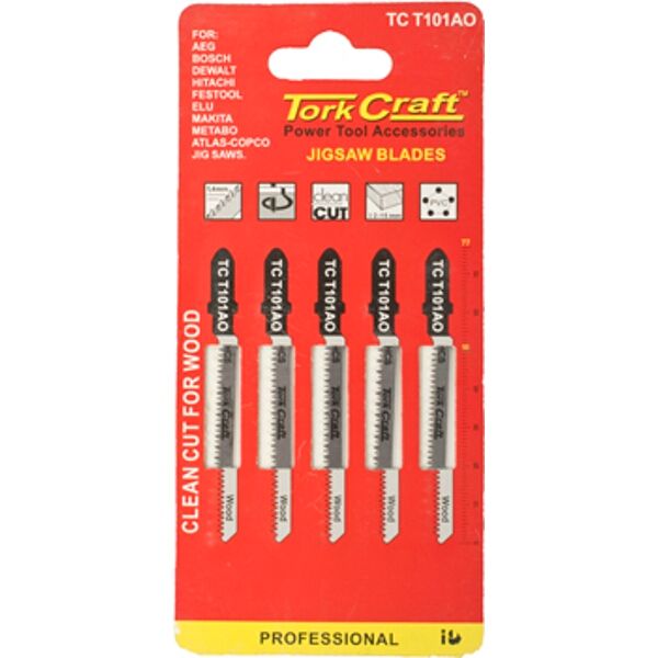 T-Shank Jigsaw Blade For Wood 1.3Mm 20Tpi 75Mm 5Pc