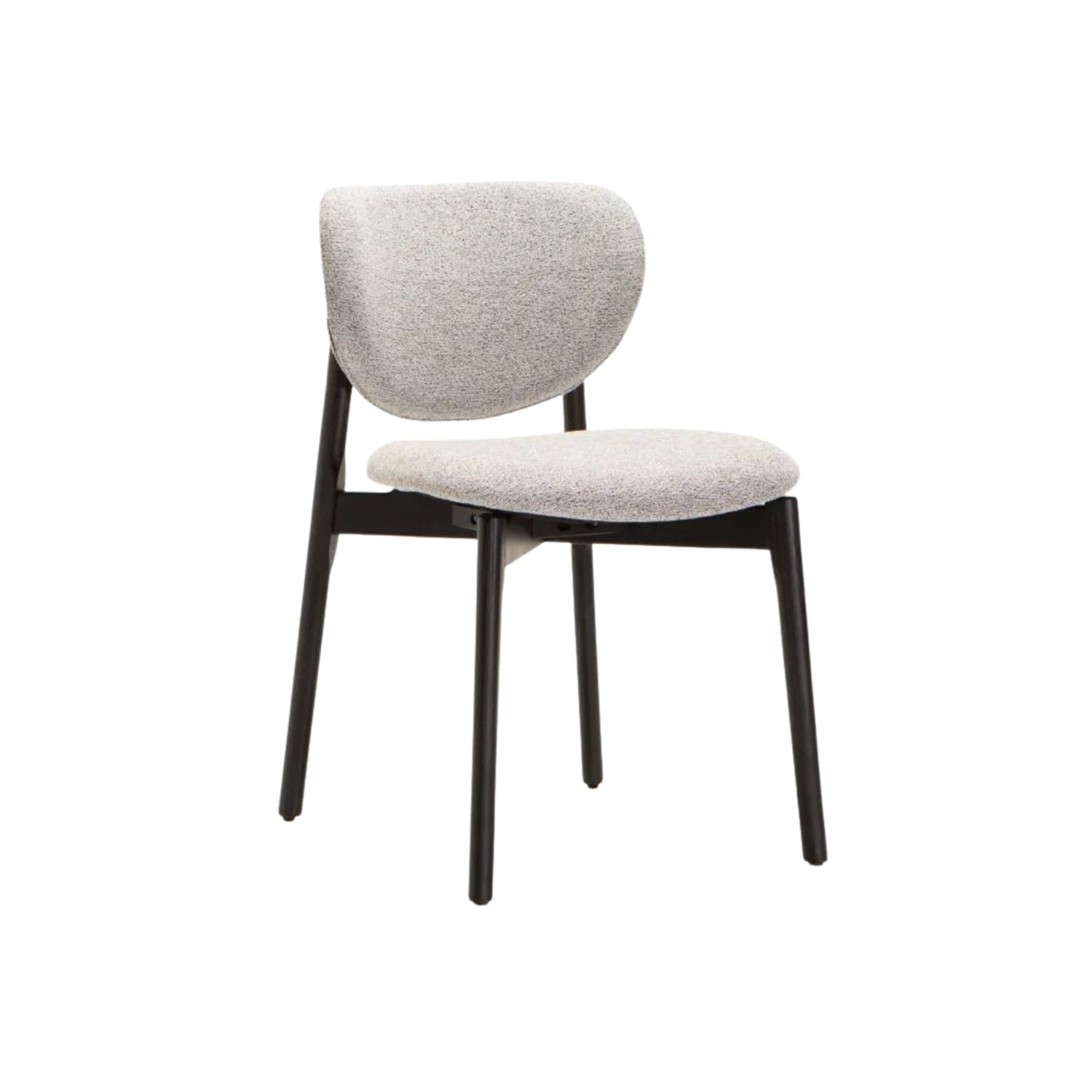 Grey Textured Dining Chair with Black Wooden Legs