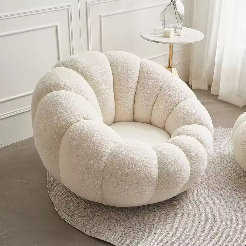 Sculptural Bouclé Pumpkin Lounge Chair