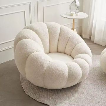 Sculptural Boucl&eacute; Pumpkin Lounge Chair