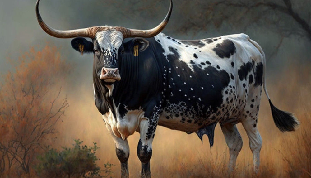 Canvas Wall Art - Canvas Wall Art – Nguni Bull With Spots - B1149 - [120 x 80 cm]