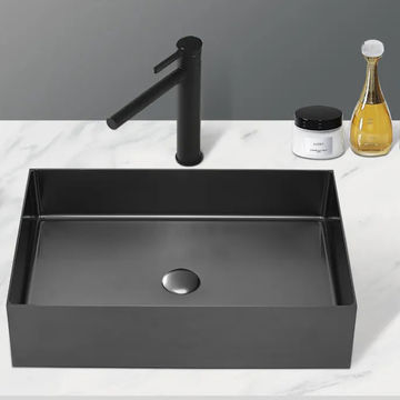 Cora Rectangular Stainless Steel Wash Basin-Black