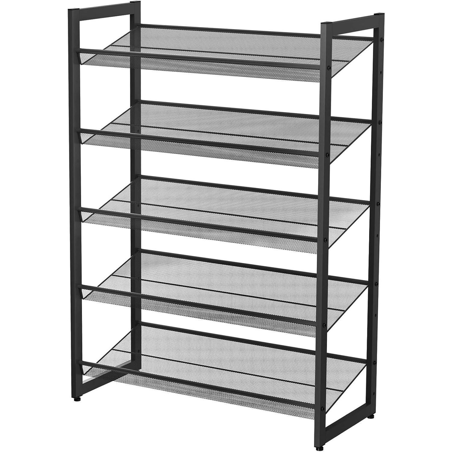 Lasa Stackable 5-Tier Metal Shoe Rack, Adjustable Design, Fits 15-20 Pairs