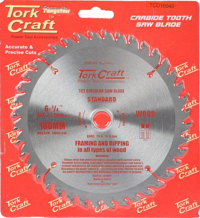 Tork Craft - Blade Tct 160 x 40T 20/16 - 4 Pack