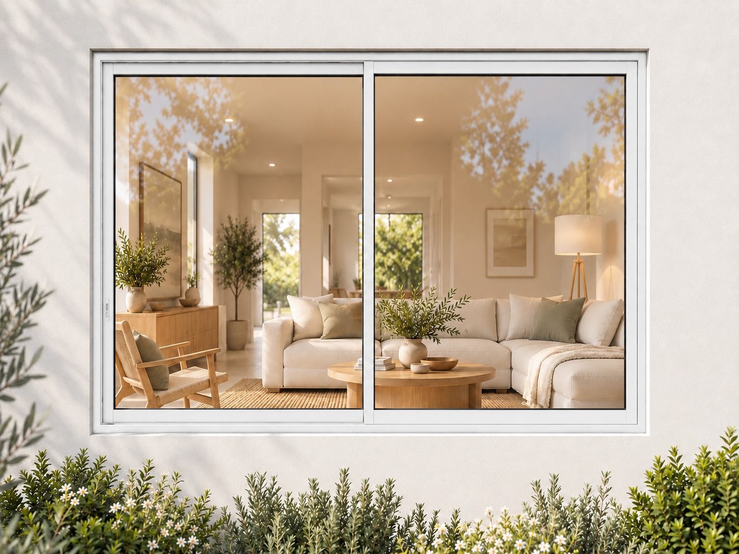 Kenzo Aluminium Sliding Window - White, 1800 1200 mm, Two Sliding Panels