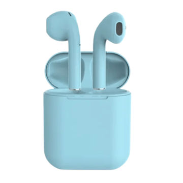 i12 TWS Wireless Bluetooth Ear Pods with Charging Box - Light Blue