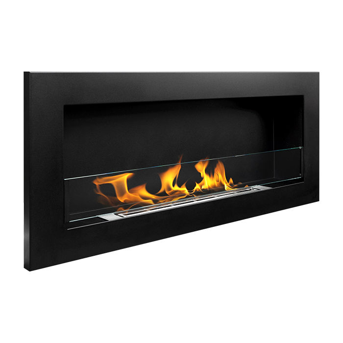 NOVAFLAME - Wall-mounted Bio-Fireplace with glass 900x400 Slim black structural matte
