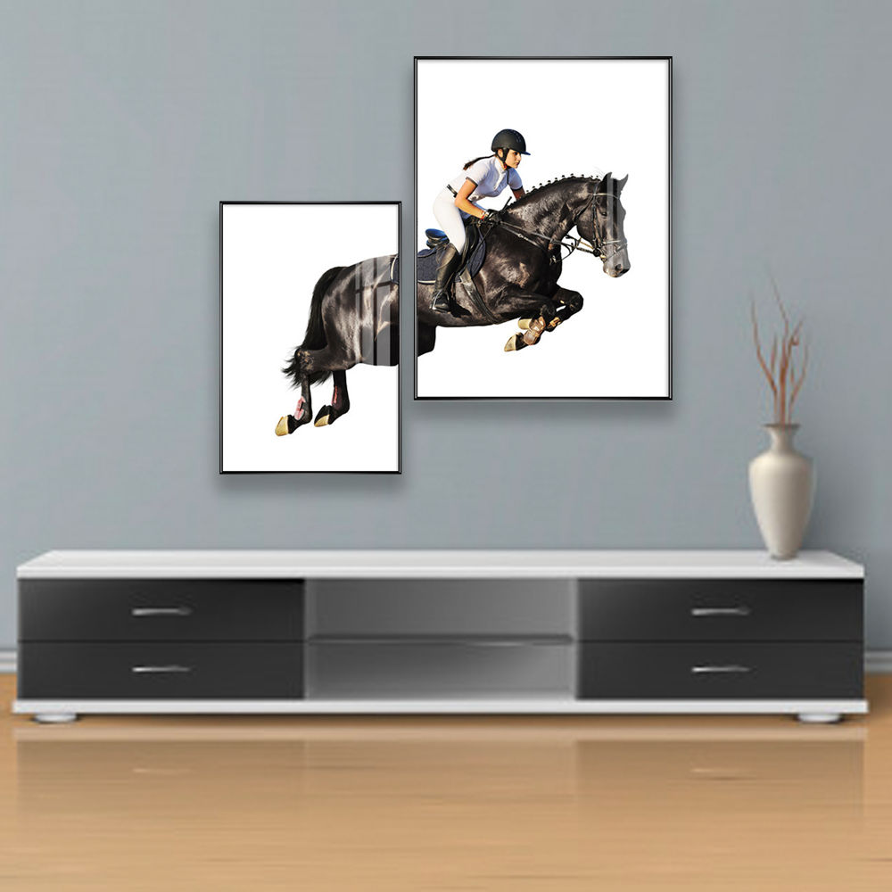 Modern High Gloss House Decoration Wall Art 2 of Set Painting - Black - 80 x 60 cm