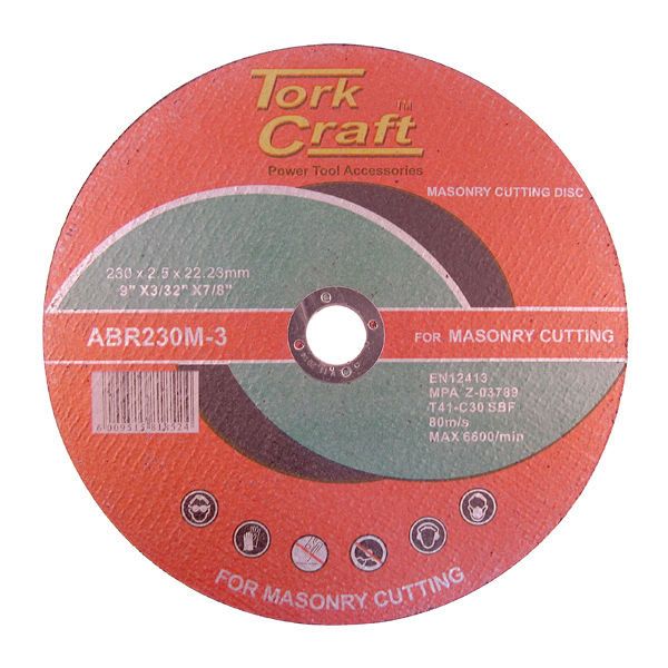 Tork Craft - Cutting Disc - Masonry - 230mm x 2.5mm x 22.22mm - 5 Pack