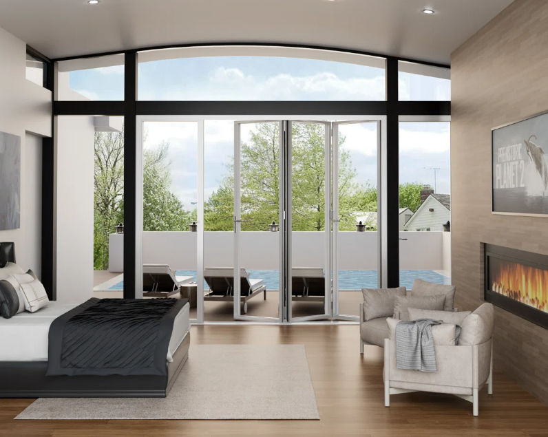 GreenLine Interiors Aluminium folding door Black 3 panel Left hand opening W1500MM x H2100MM