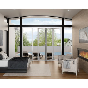 GreenLine Interiors Aluminium folding door Black 3 panel Right hand opening W1500MM x H2100MM