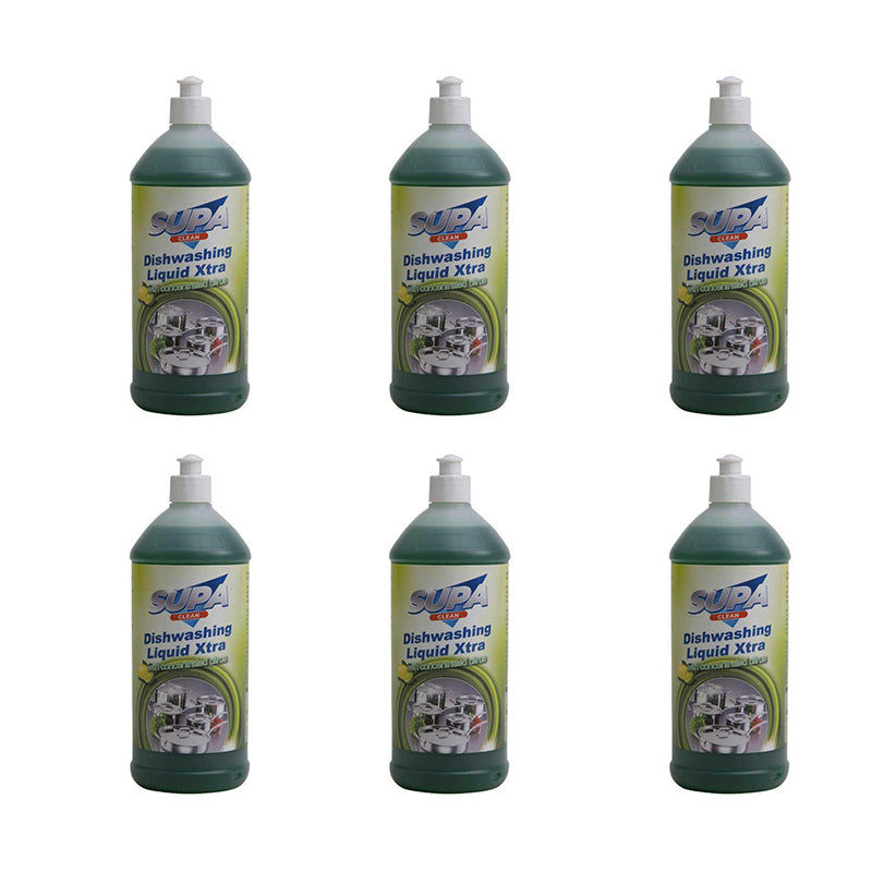 SUPA CLEAN Dishwashing Liquid Xtra with Citrus Biodegradable 1 Litre ( 6 Pack )