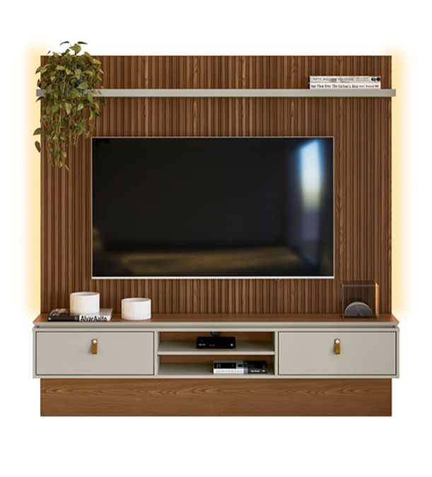 Turin Tv Stand -Off White/Dark Brown
