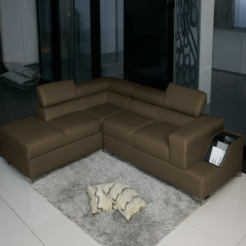 Phoebe L Shape Corner Sofa - PU Dark Brown