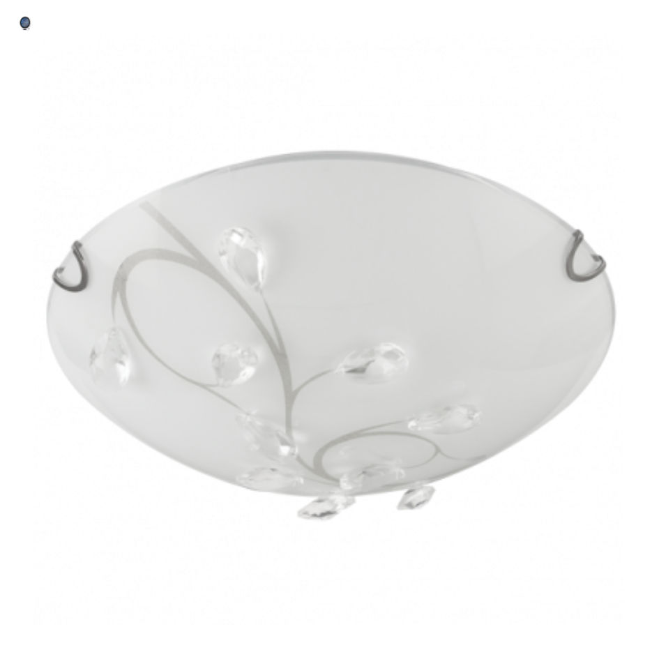 Frosted Patterned Glass with Clear Acrylic Crystals