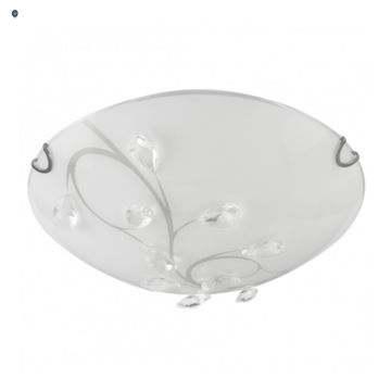 Frosted Patterned Glass with Clear Acrylic Crystals